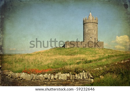 photo grunge ancient irish castle on west coast ireland