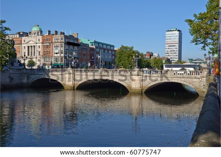 photo most famous bridge in ireland,o\'connell bridge,dublin city centre