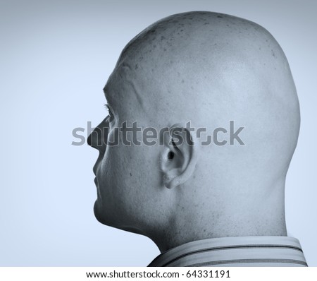 photo two tone male head side portrait close up