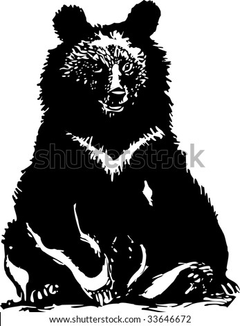 Vector Illustration Of A Bear Black And White - 33646672 : Shutterstock