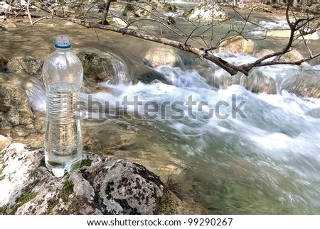 spring water and plastic bottle