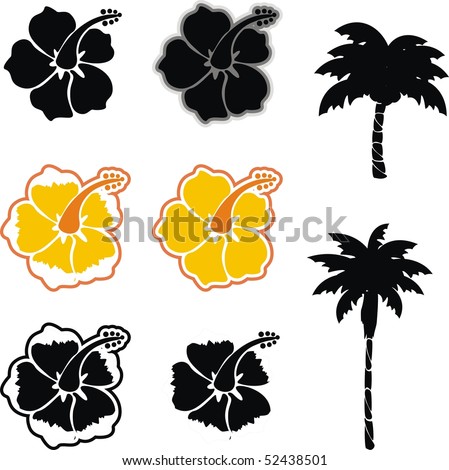stock vector hawaiian tropic flowers set in vector format very easy to 