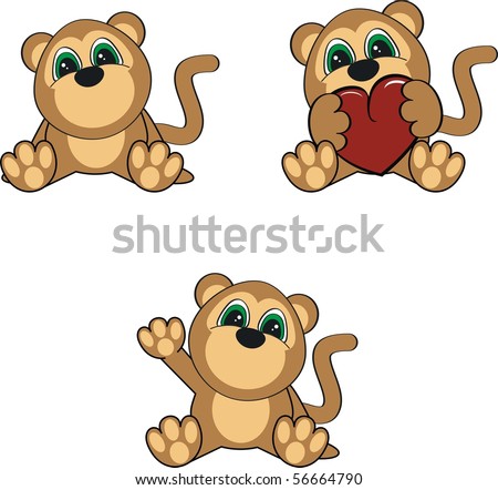 Cartoon Black And White Monkey. stock vector : cartoon baby