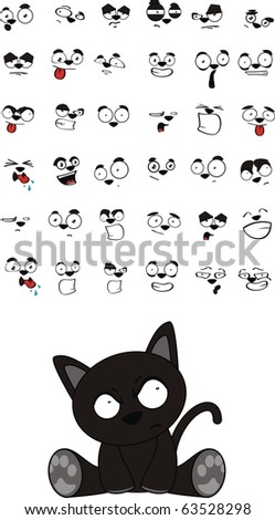 stock vector : black cat cartoon set in vector format