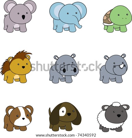 Cartoon Baby Pictures on Animals Baby Cartoon Set In Vector Format   74340592   Shutterstock