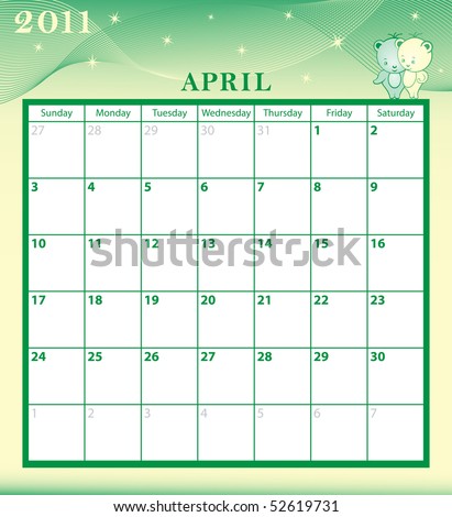 calendar 2011 april. stock vector : Calendar 2011