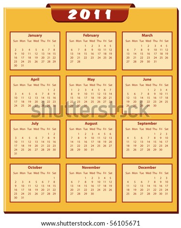 2011 calendar january to december. stock vector : Calendar 2011