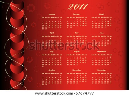 2011 calendar red. stock vector : 2011 Calendar full year on a red background decorated with 