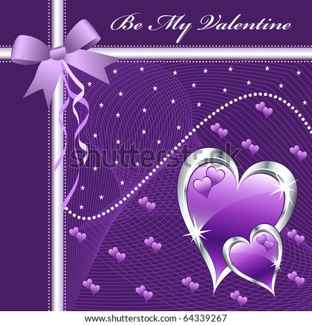 stock vector Purple love hearts and bow for valentines day or any romantic 