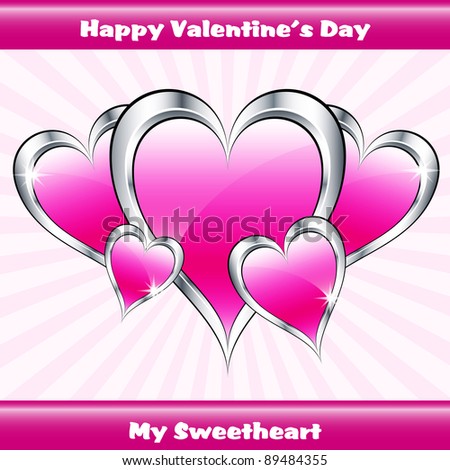  hearts symbolizing valentines day mothers day or wedding anniversary on