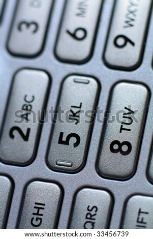 Macro shot of a cell phone number pad