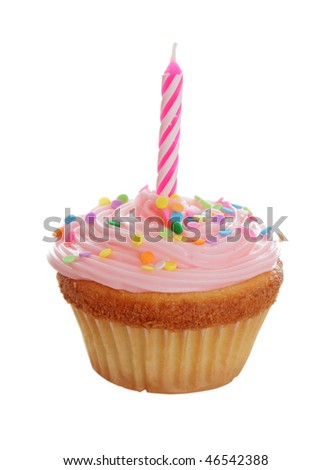 اروع تشكيلة لمحبي الكاب كيك Stock-photo-a-pink-birthday-cupcake-isolated-on-white-background-46542388