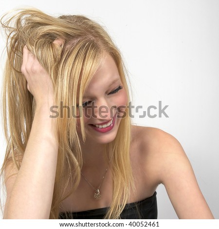 stock photo : Blond Swedish model against a white background