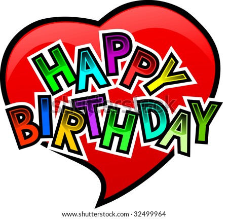 Birthday Funny Images on Happy Birthday Red Heart Funny Letters Stock Vector 32499964