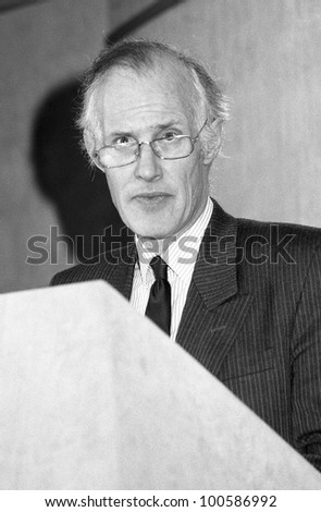 LONDON - MARCH 5: Rt.Hon. Tony Newton, Secretary of State for Social Security and Conservative party Member of Parliament for Braintree, speaks at a press conference on March 5, 1992 in London.