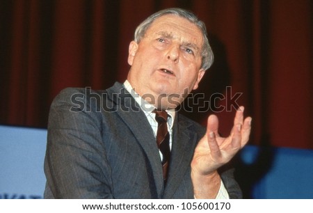 LONDON - DECEMBER 1: Rt.Hon. Sir Patrick Mayhew, Attorney General and Conservative party Member of Parliament for Tunbridge Wells, speaks at a party conference on December 1, 1990 in London.