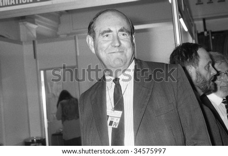 BLACKPOOL, ENGLAND-OCTOBER 10: Peter Brooke, Secretary of State for Northern Ireland, visits the Conservative party conference on October 10, 1989 in Blackpool, Lancashire.