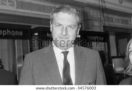 BLACKPOOL, ENGLAND-OCTOBER 10: Sir Patrick Mayhew, Attorney General and Conservative Member of Parliament, visits the party conference on October 10, 1989 in Blackpool, Lancashire.