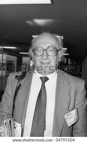 BLACKPOOL, ENGLAND-OCTOBER 5: Fred Jarvis, General Secretary of the National Union of Teachers, visits the Trades Union Congress on October 5, 1989 in Blackpool, Lancashire.