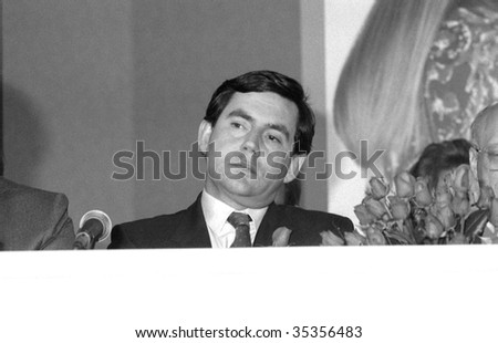 LONDON-MAY 24: Gordon Brown, British Prime Minister and Labour party Leader at a press conference on May 24, 1990 in London.