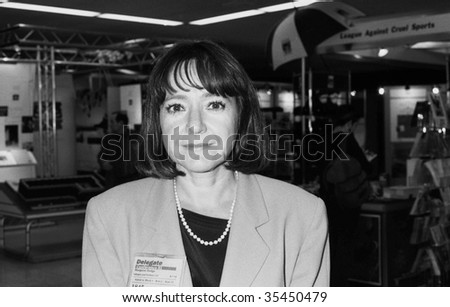BRIGHTON, ENGLAND-OCTOBER 1: Margaret Hodge, Labour party Member of Parliament for Barking, visits the party conference on October 1, 1991 in Brighton, Sussex.