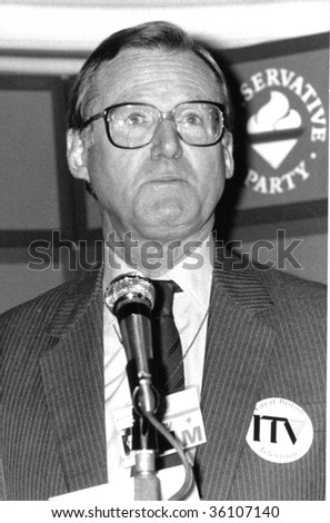 BLACKPOOL, ENGLAND-OCTOBER 10: Bill Brown, Managing Director of Scottish Television, speaks at a meeting on October 10, 1989 in Blackpool, Lancashire.