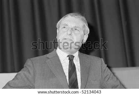 LONDON - DECEMBER 1: Sir Patrick Mayhew, British Attorney General & Conservative Member of Parliament for Tunbridge Wells, speaks at a conference on December 1, 1990 in London.