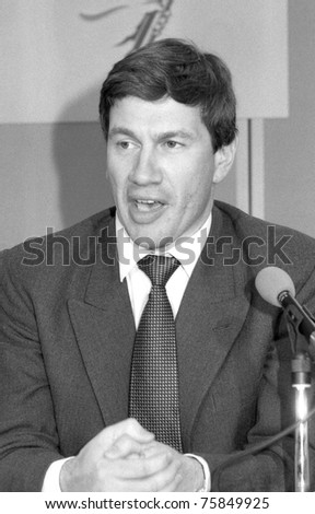 LONDON, ENGLAND - APRIL 10: Michael Portillo, Minister of State for Local Government and Inner Cities, speaks at a press conference on April 10, 1991 in London. He now has a career in broadcasting.