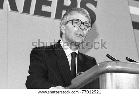 LONDON, ENGLAND - JUNE 27: John Major, British Prime Minister and Leader of the Conservative party, speaks at a conference on June 27, 1991 in London. He was Prime Minister from 1990 until 1997.