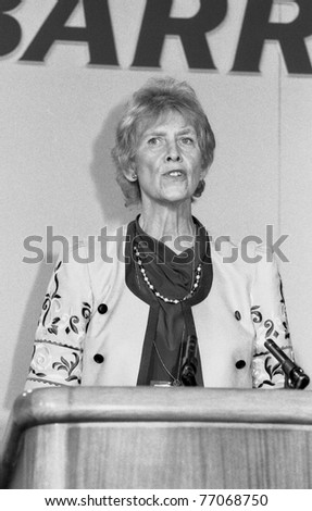 LONDON, ENGLAND - JUNE 27, 1991: Angela Rumbold, Conservative M.P. for Mitcham and Morden, speaks at a party conference.
