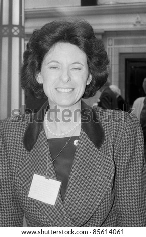 BLACKPOOL, ENGLAND - OCTOBER 10: Lady Olga Maitland, columnist, attends  the party conference on October 10, 1989 in Blackpool, Lancashire, England. She was later a Member of Parliament for Sutton and Cheam.