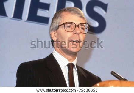 LONDON - JUNE 27: Rt.Hon. John Major, British Prime Minister and Conservative party Leader speaks at a party conference on June 27, 1991 in London. He was Prime Minister from 1990 - 1997.