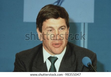 LONDON - APRIL 10: Michael Portillo, Minister for Local Government and Conservative party Member of Parliament for Enfield, Southgate, speaks at a press conference on April 10, 1991 in London, England.