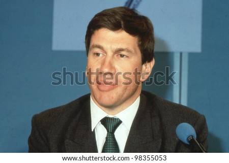 LONDON - APRIL 10: Michael Portillo, Minister for Local Government and Conservative party Member of Parliament for Enfield, Southgate, speaks at a press conference on April 10, 1991 in London, England.