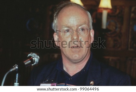 BLACKPOOL, ENGLAND - SEPTEMBER 4: Mike Grindley, Chairman of the GCHQ Trade Union Rights Campaign, speaks at a meeting at the Trades Union Congress on September 4, 1989 in Blackpool, Lancashire, England.