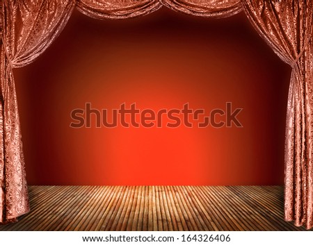 Elegant theater gold curtains (not 3D)