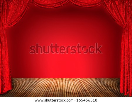 Elegant theater red curtains (not 3D)