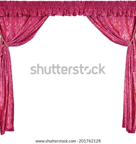 The photo of smart curtains from a wine satin velvet, isolated