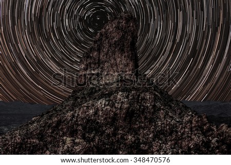 HDR Circumpolar Star Trails Over Weaver\'s Needle, Arizona