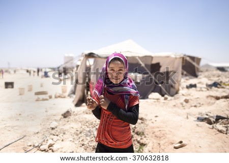 Jordan , Amman 14 / June / 2015    A girl living in a refugee camp of the Syrian refugees.