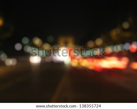 Out-of-focus shimmering city background of Champs-Elyzees, Paris, France