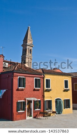 Romantic colorful houses on the island of Burano, Venice, Italy
