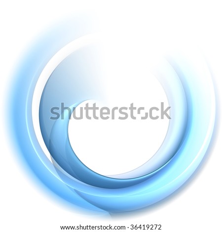 Abstract clean blue silky round veil shape on white background with copy-space - great e.g. for detergent design