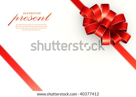 stock photo Flowery present bow with copyspace on white background for 