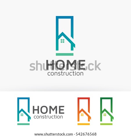 Home Construction, concept, architect, architecture, modern, renovation. Vector logo template