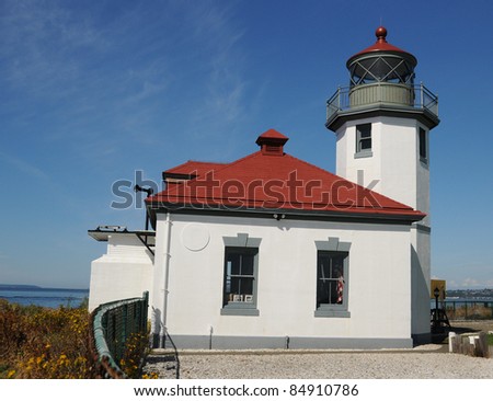 Discovery Park Lighthouse on a Clear Seattle Day