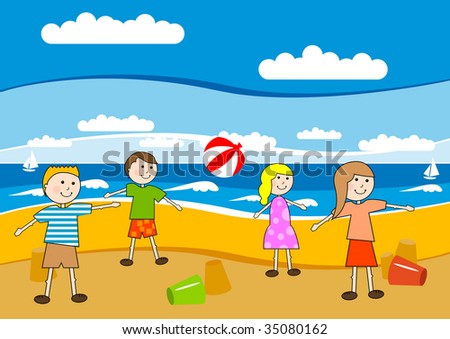 Sunny Beach Cartoon. on the sunny beach.