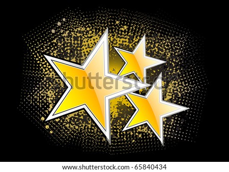 black and gold stars background. stock vector : gold stars on the lack background