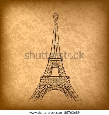  Picture  Eiffel Tower on Eiffel Tower On The Old Paper Stock Vector 85763689   Shutterstock