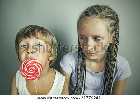 sister jealous brother who eats candy